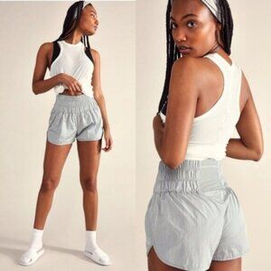NWT Free People The Way Home Shorts S Artic Mist Grey Metallic High Waisted